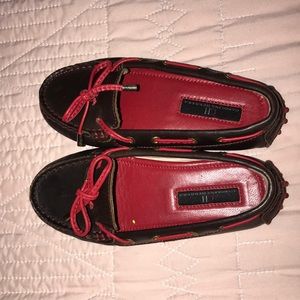 Kids Carolina Herrera Brown and red moccasins